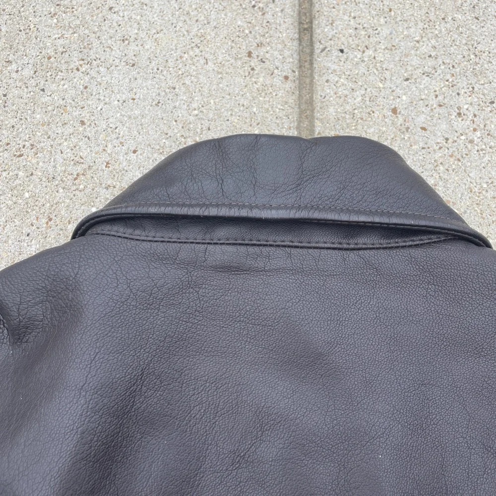 LL BEAN BROWN GOATSKIN LEATHER A-2 BOMBER FLIGHT JACKET XL PILOT AVIATOR COAT